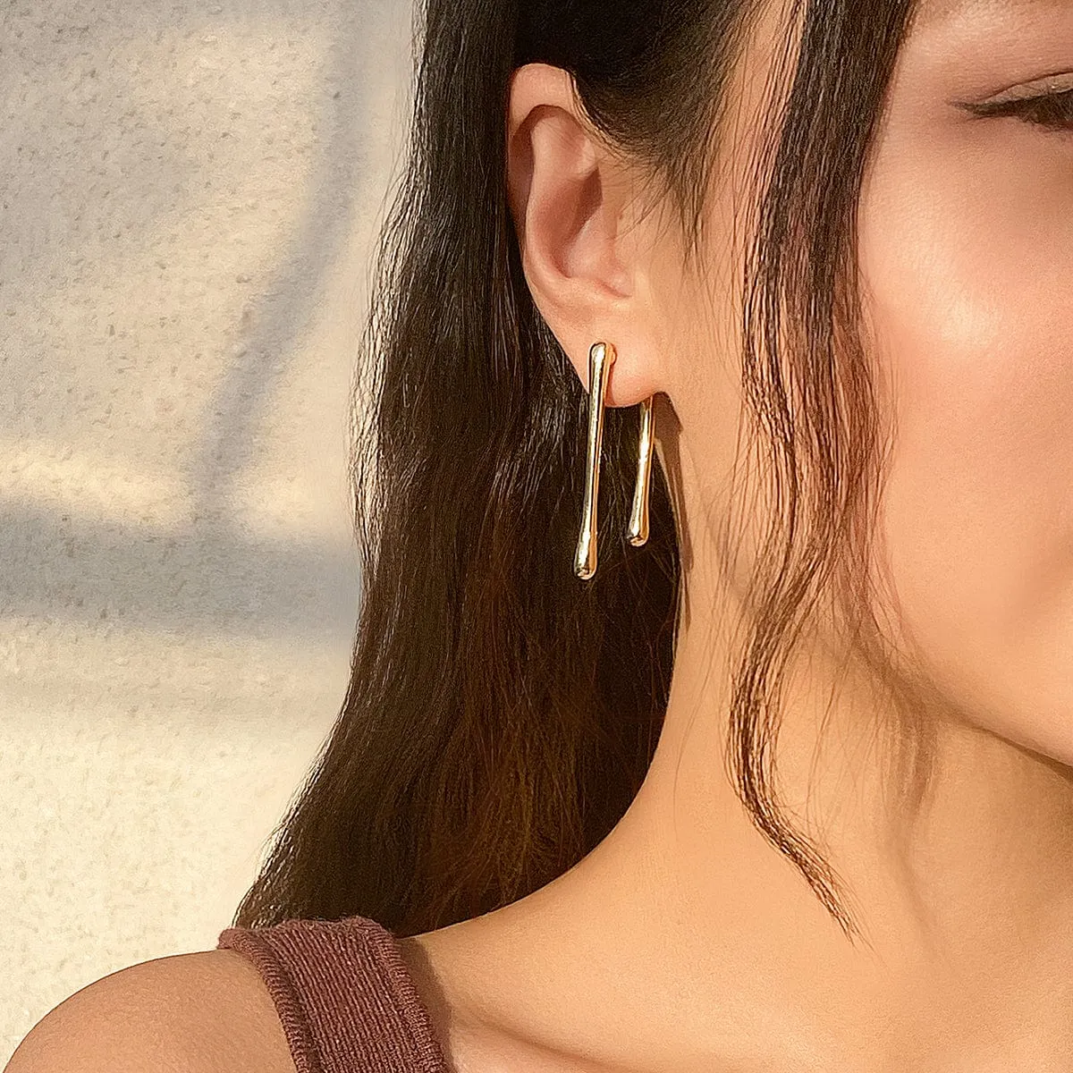 Geometric Gold Silver Plated Flow Waterdrop Earrings