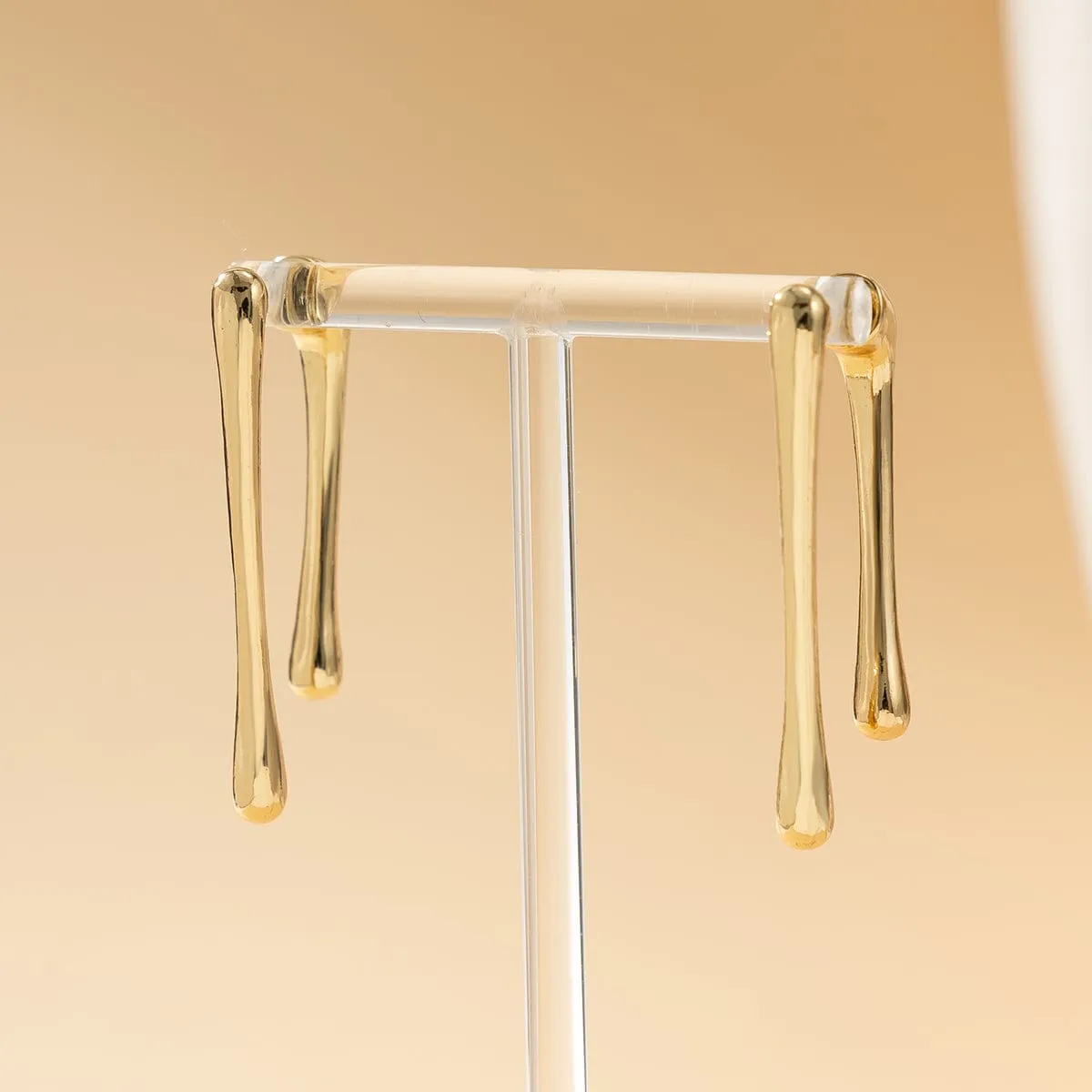 Geometric Gold Silver Plated Flow Waterdrop Earrings