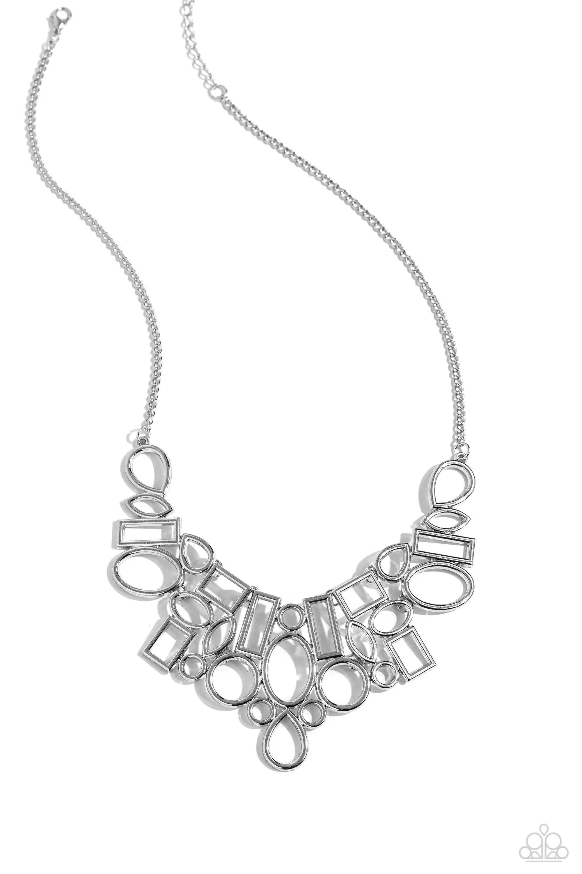 Geometric Grit Silver Necklace Paparazzi