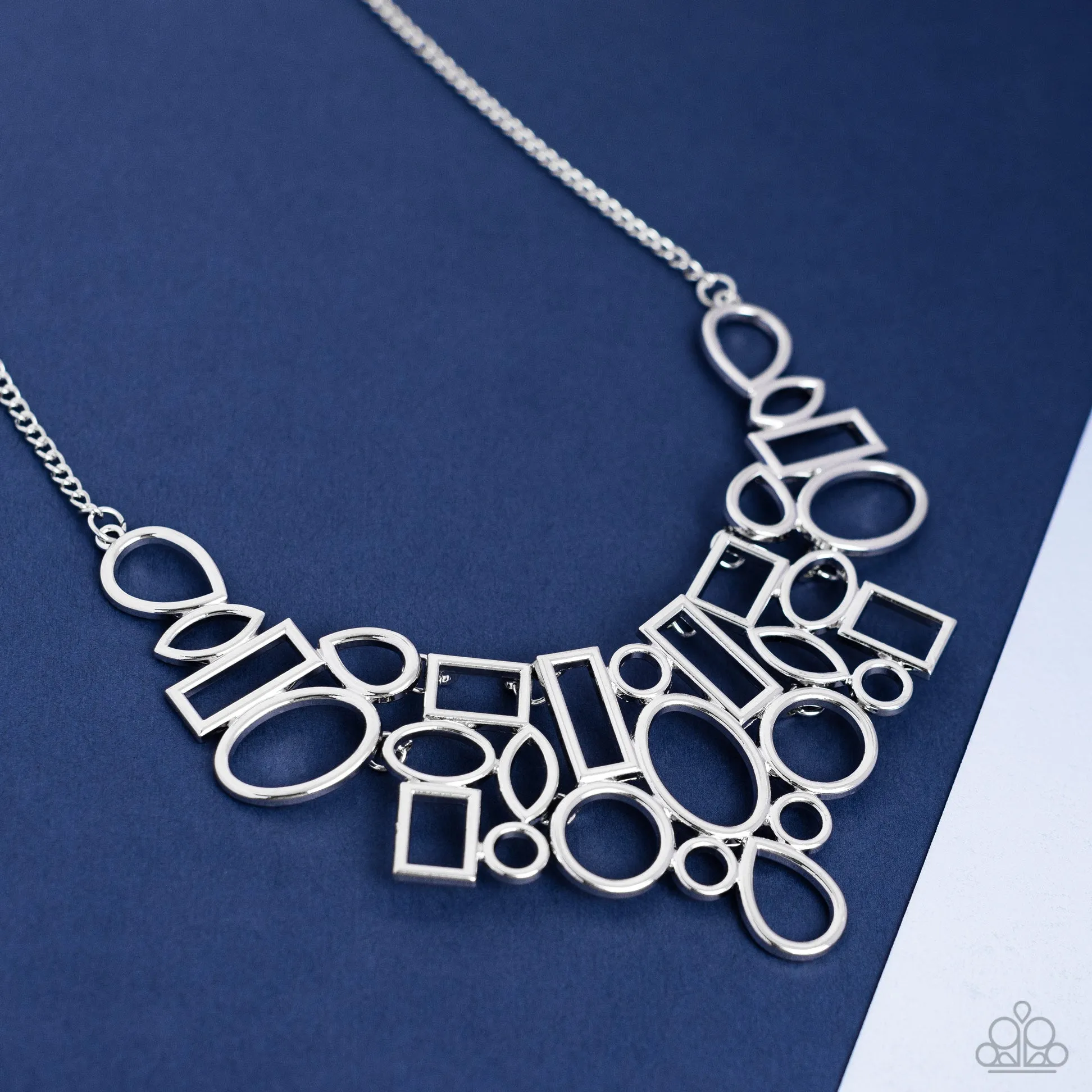Geometric Grit Silver Necklace Paparazzi