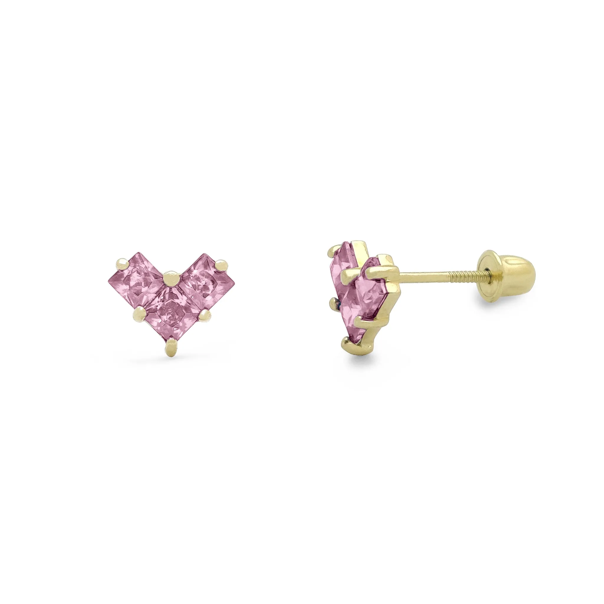 Geometric Heart Stud Earrings (14K)
