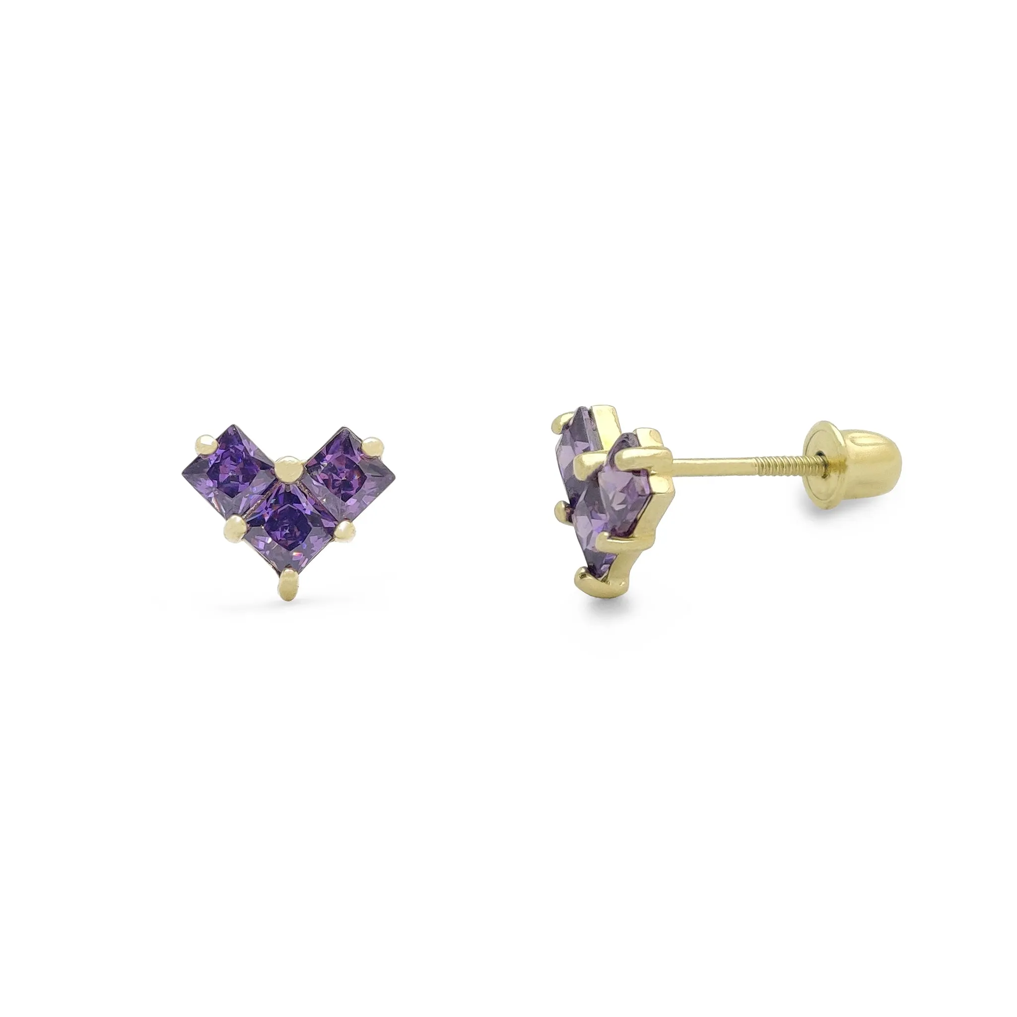 Geometric Heart Stud Earrings (14K)