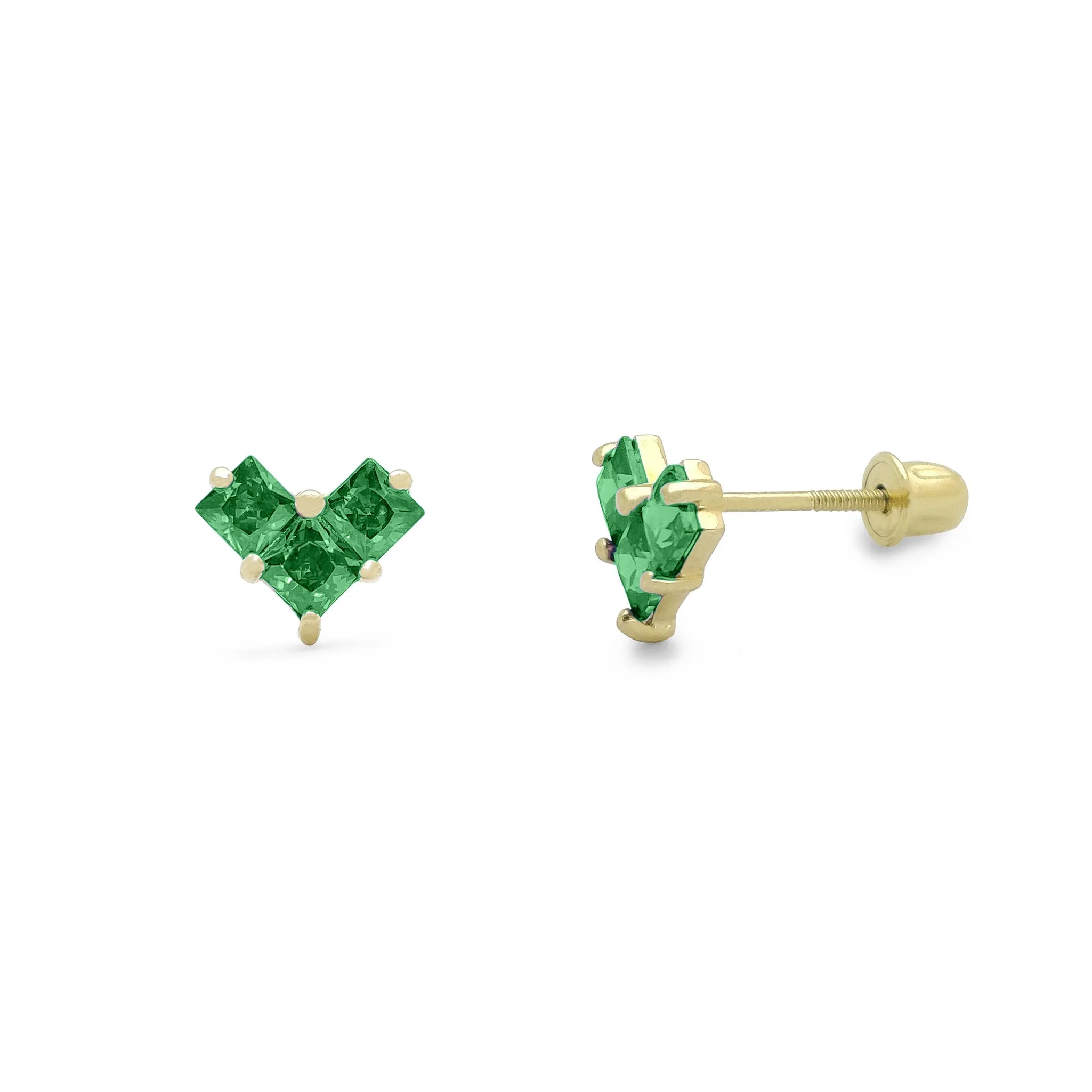 Geometric Heart Stud Earrings (14K)