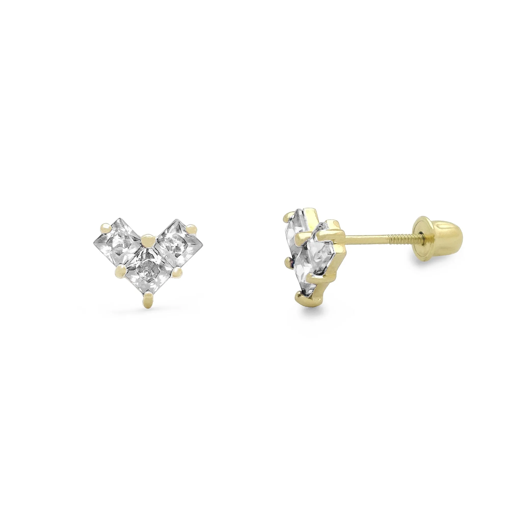 Geometric Heart Stud Earrings (14K)