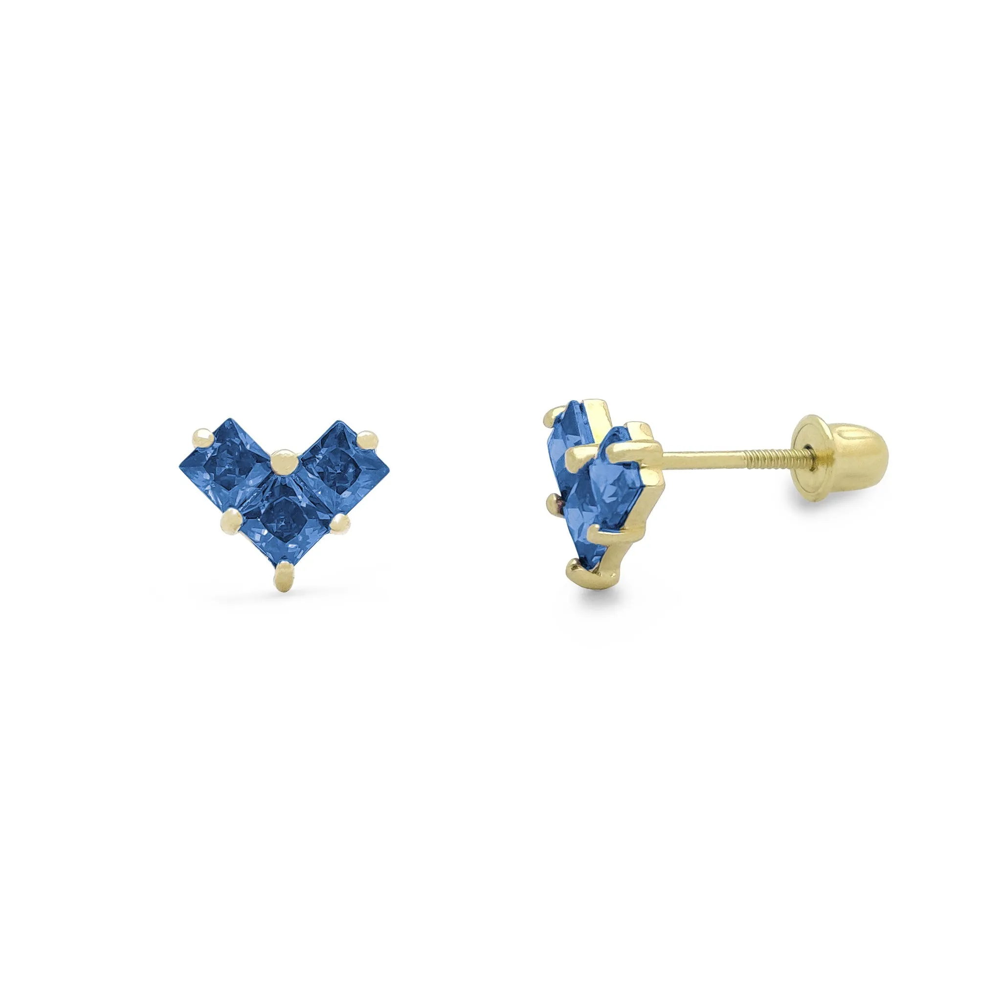Geometric Heart Stud Earrings (14K)