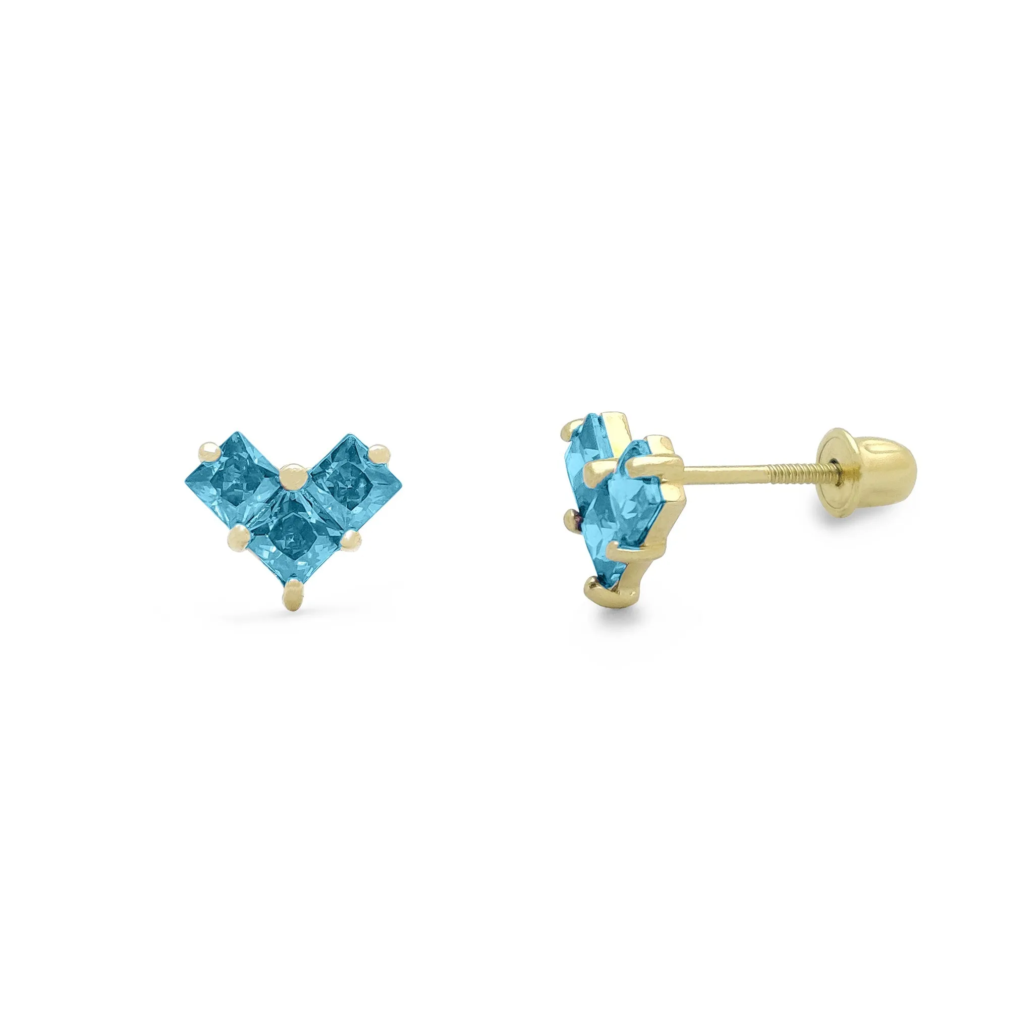 Geometric Heart Stud Earrings (14K)