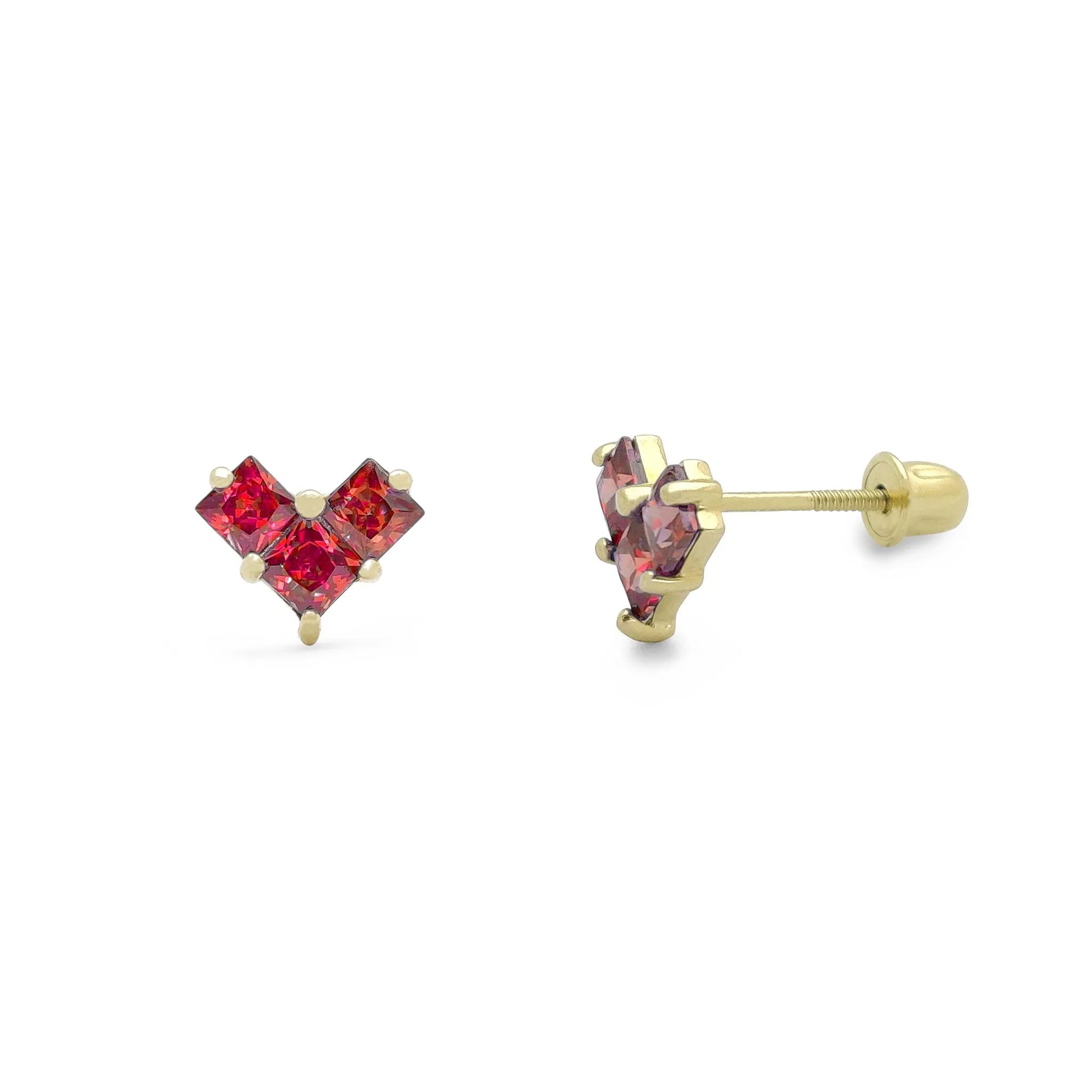 Geometric Heart Stud Earrings (14K)