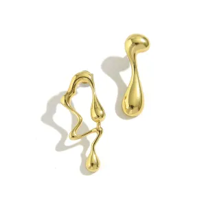 Geometric Irregular Melting Waterdrop Asymmetrical Earrings
