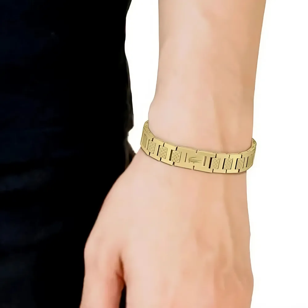Geometric Link Bracelet With Textured Panels