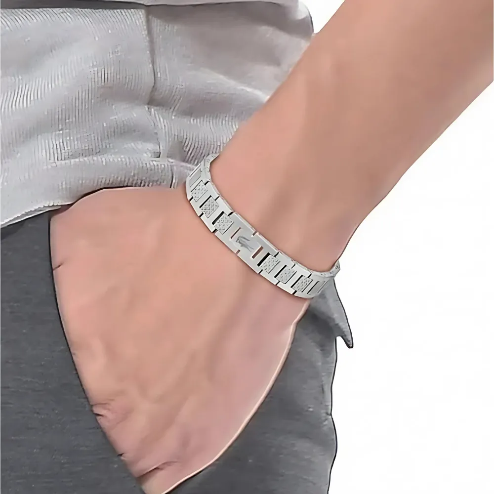 Geometric Link Bracelet With Textured Panels