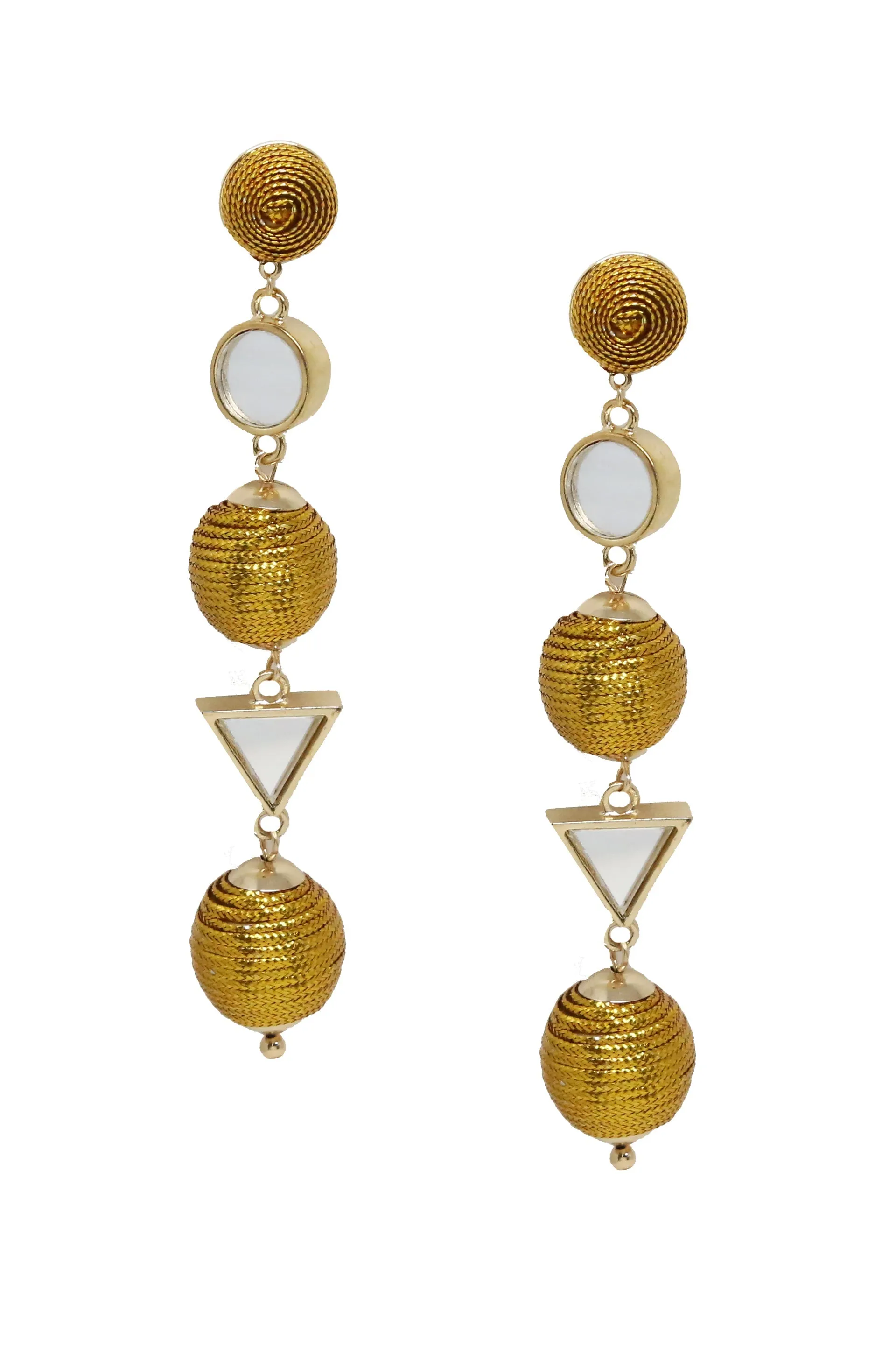 Geometric Mirrored Drop Earrings in Gold
