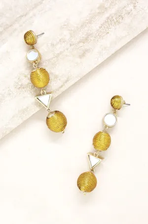 Geometric Mirrored Drop Earrings in Gold