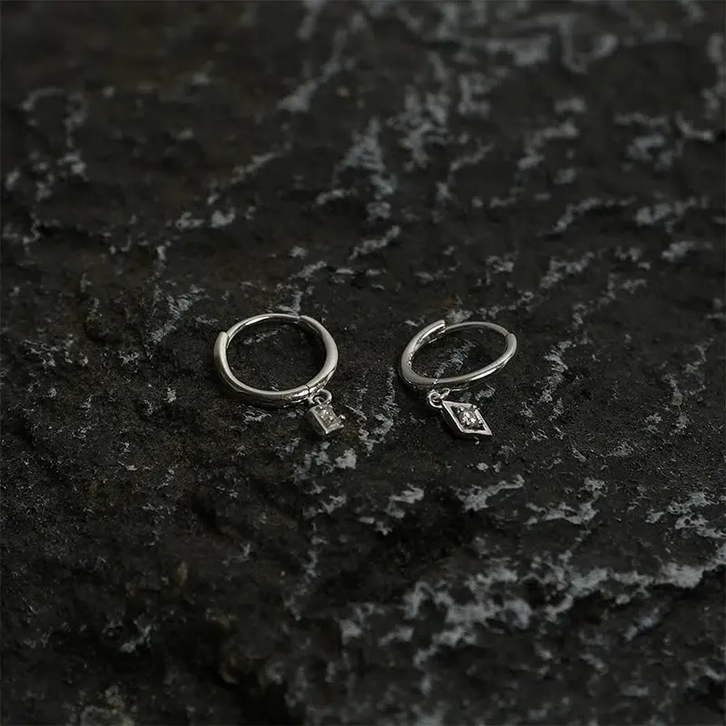 Geometric Pendant Hoop Earrings