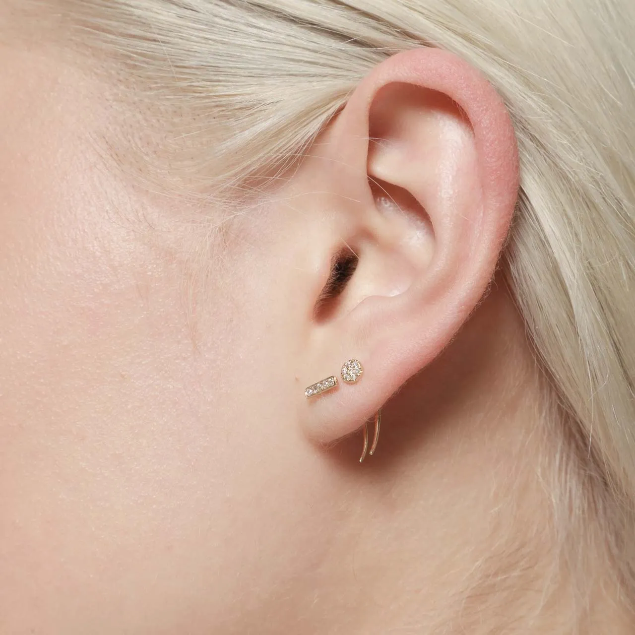 Geometric Shapes on Infinite Tusk Earring with White Pavé Diamond