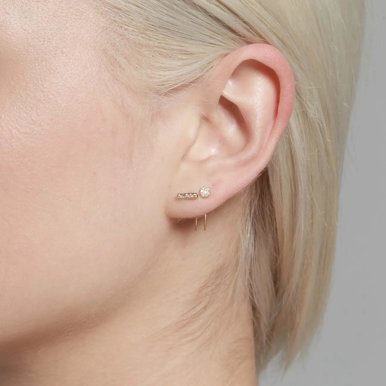 Geometric Shapes on Infinite Tusk Earring with White Pavé Diamond