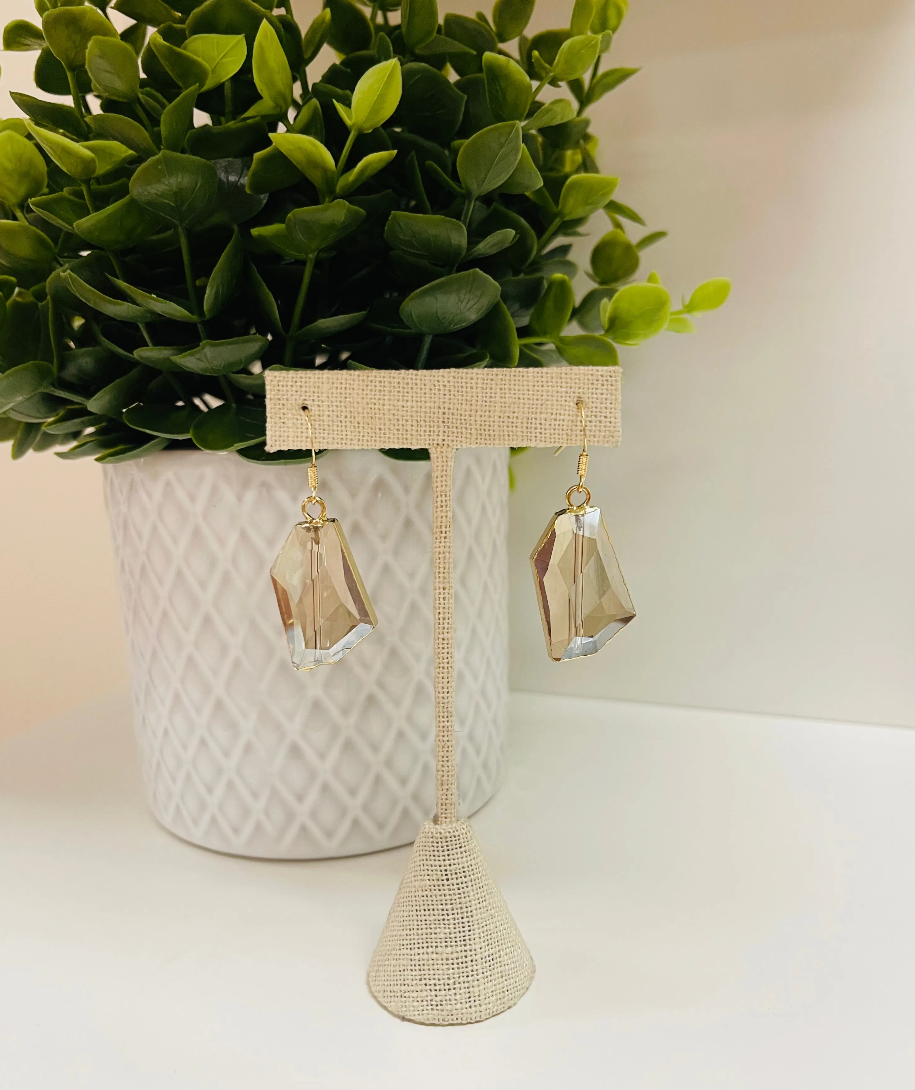 Geometric Stone Drop Earring