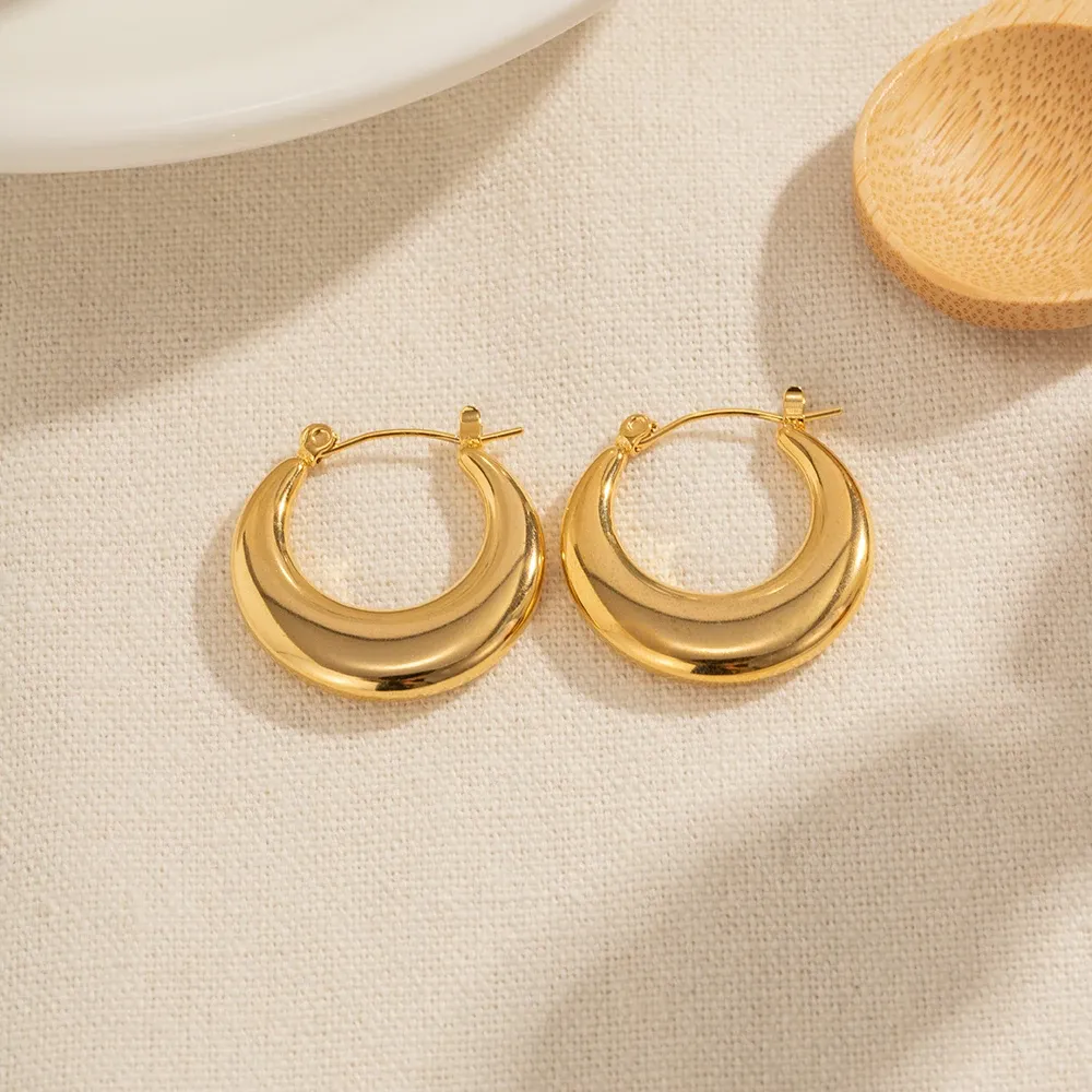 Geometric U-Shaped Stainless Steel Hoop Earrings