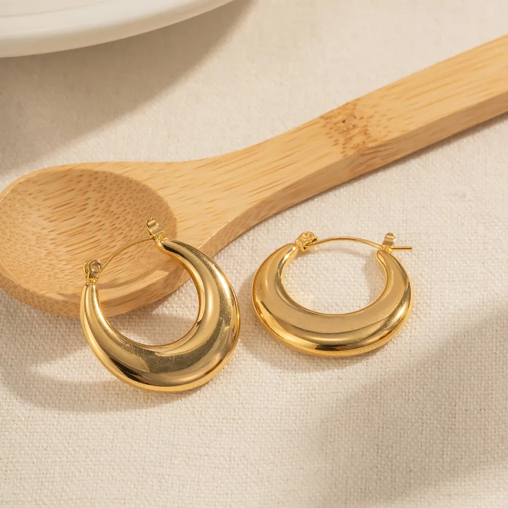 Geometric U-Shaped Stainless Steel Hoop Earrings