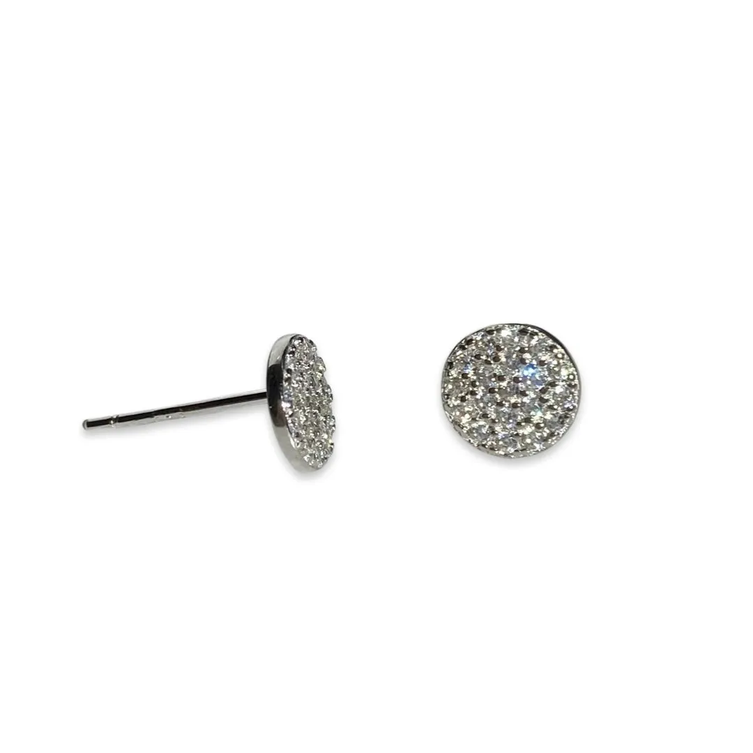 Geovana Round Pave Disc Studs