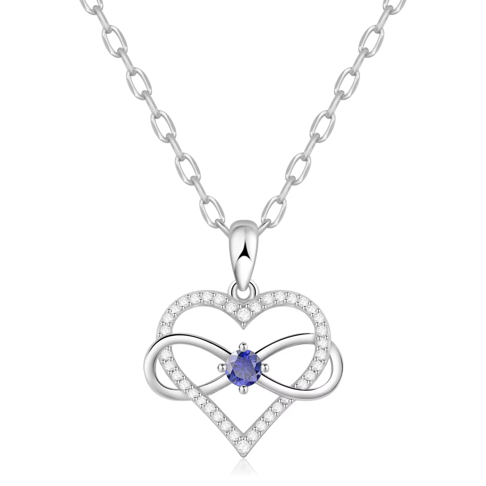 GETNEW Necklaces for Women, Birthstone Necklace with Infinity Love Heart Pendant, 925 Sterling Silver Necklace Anniversary Birthday presents for Wife, Her, Mom