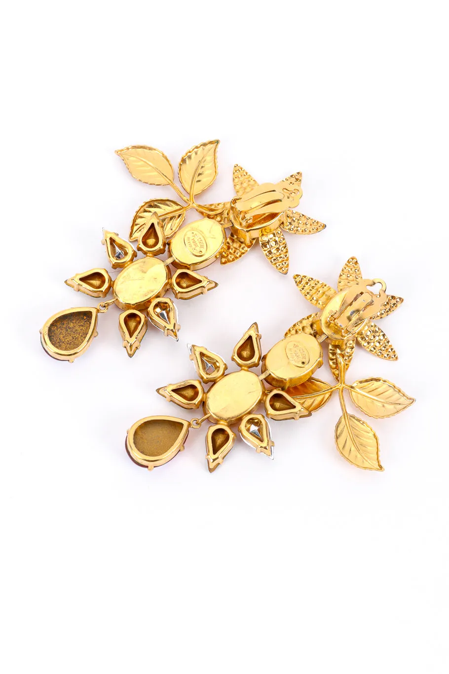 Gilded Flower Crystal Drop Earrings