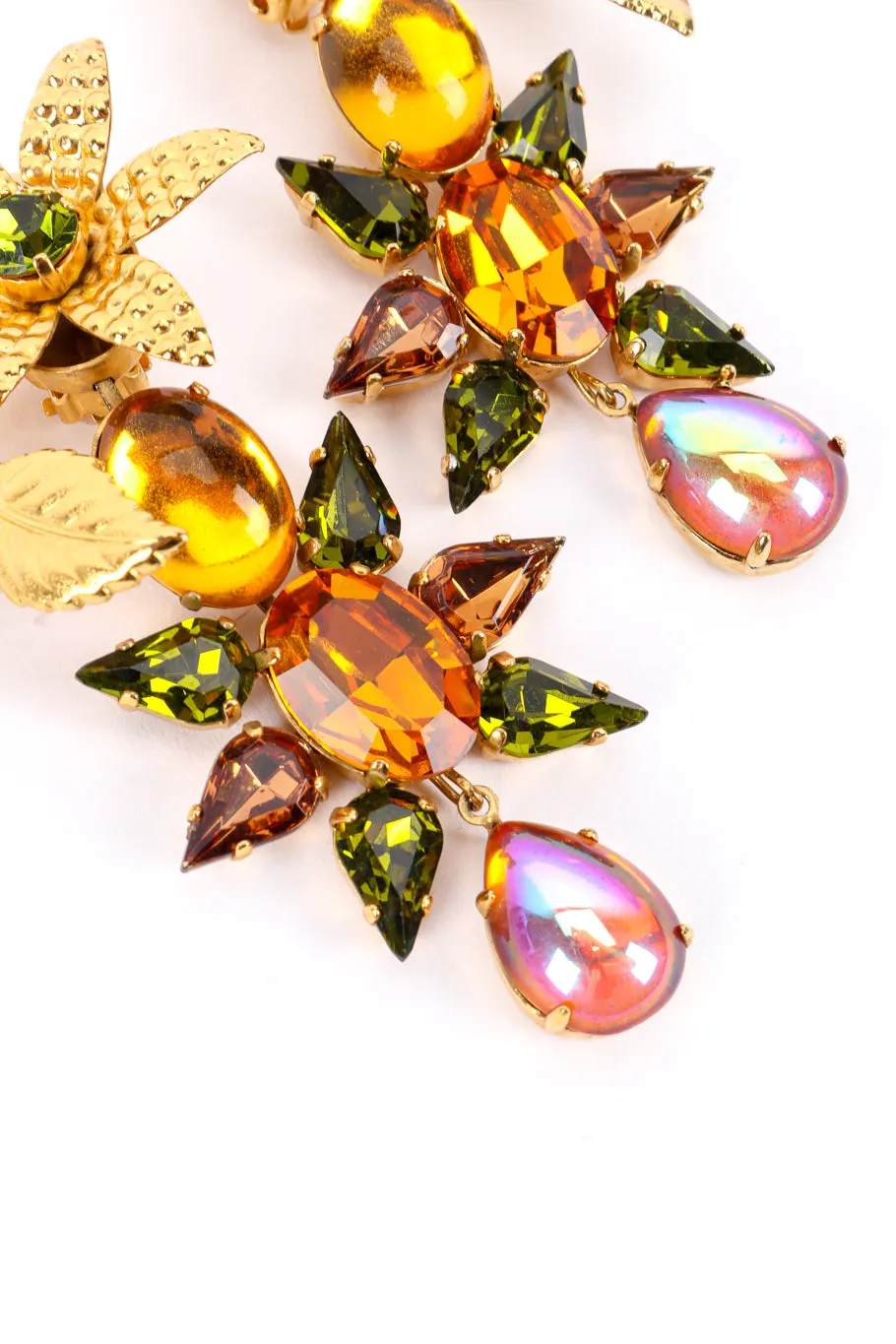 Gilded Flower Crystal Drop Earrings