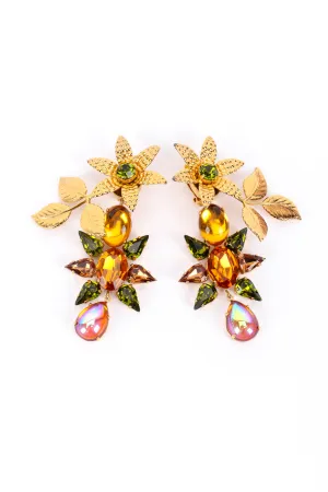 Gilded Flower Crystal Drop Earrings