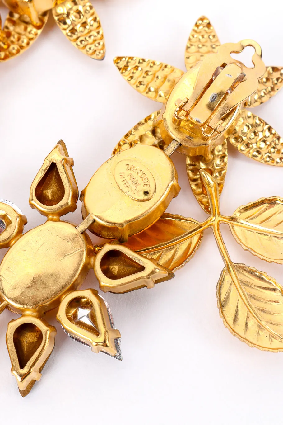 Gilded Flower Crystal Drop Earrings