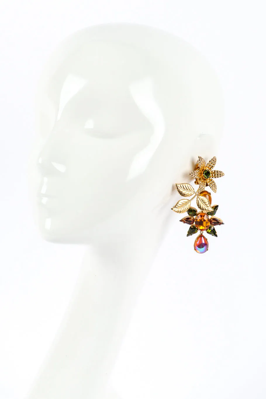 Gilded Flower Crystal Drop Earrings