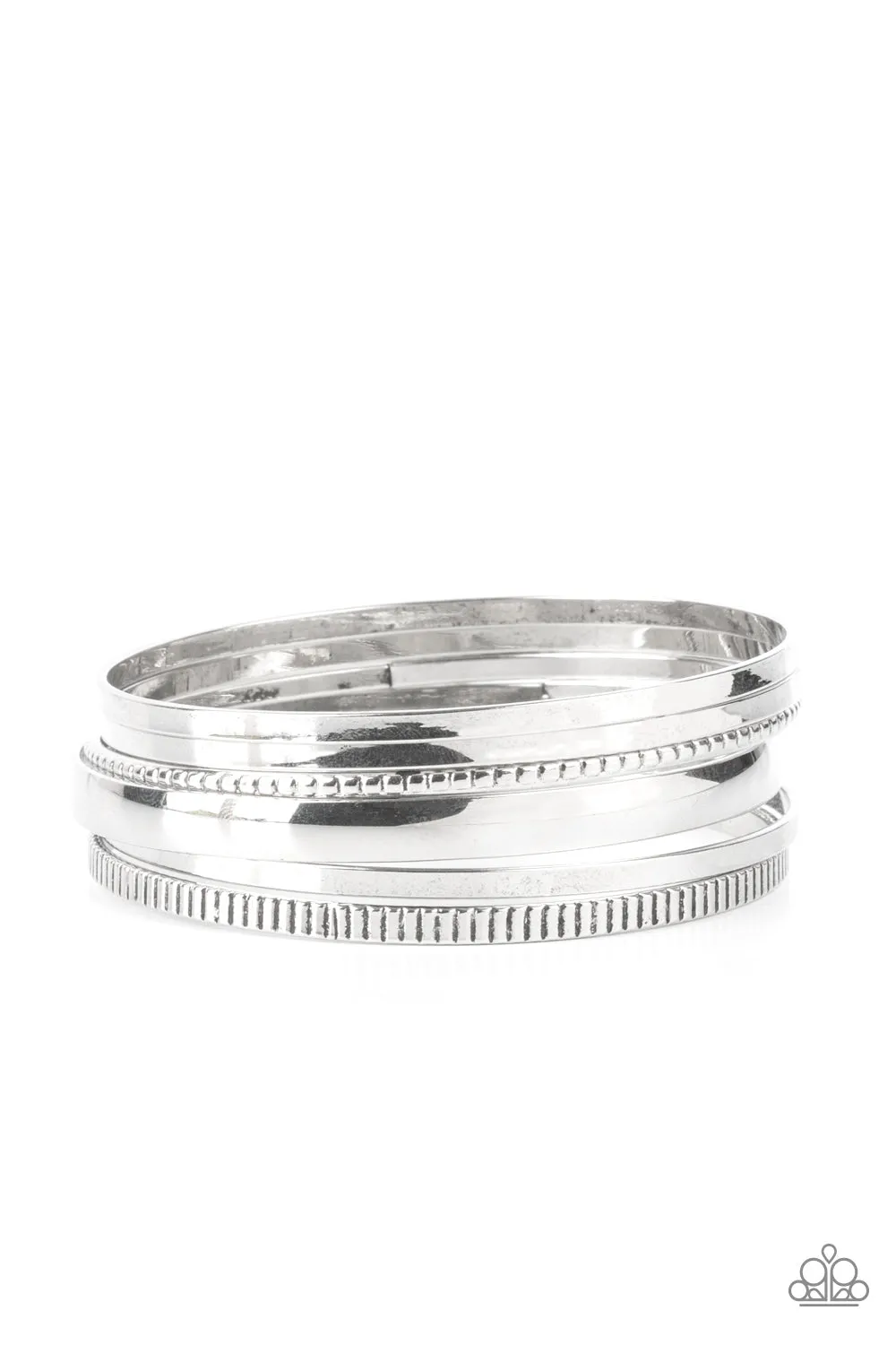 Gliding Gleam - Silver Bangle Bracelet Set