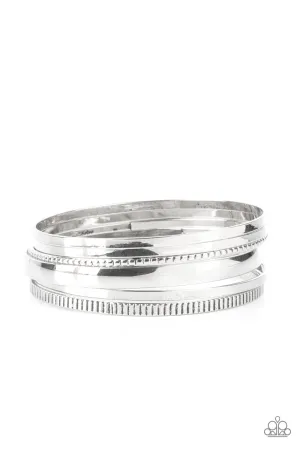 Gliding Gleam - Silver Bangle Bracelet Set