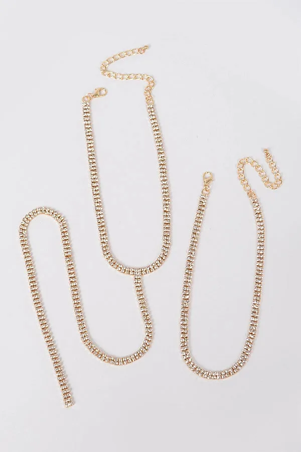 Goddess Crystal Necklace in Gold