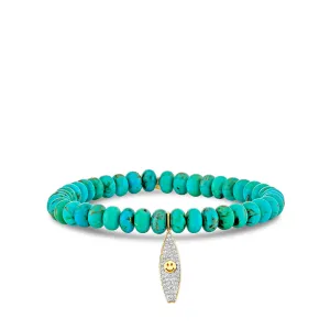 Gold & Diamond Happy Face Surfboard on Turquoise