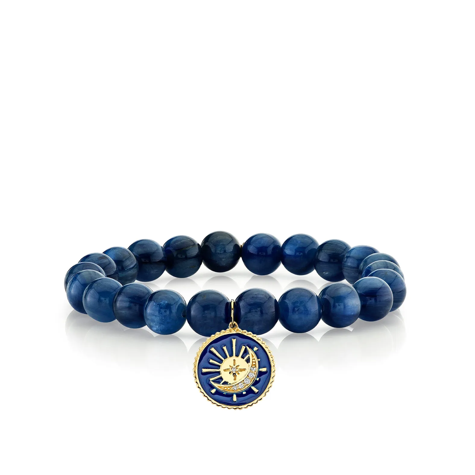 Gold & Diamond Sun & Moon Medallion on Kyanite