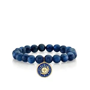 Gold & Diamond Sun & Moon Medallion on Kyanite