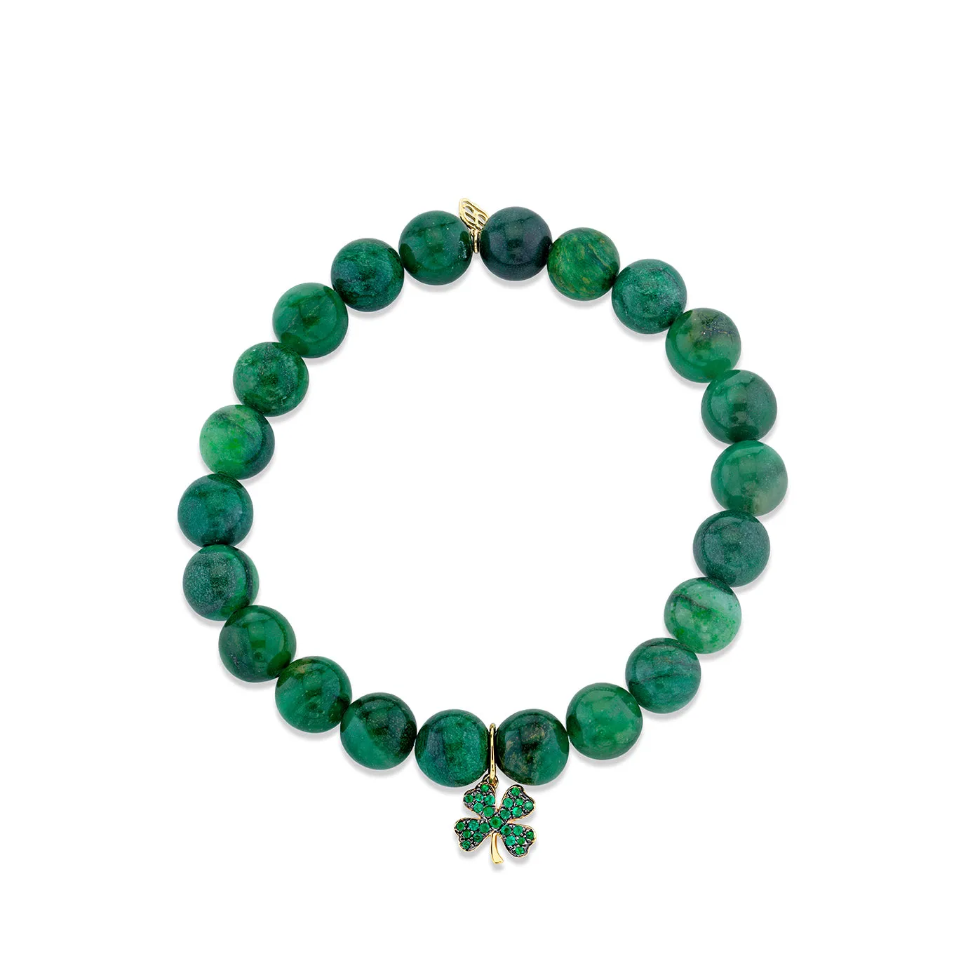 Gold & Emerald Clover on Verdite