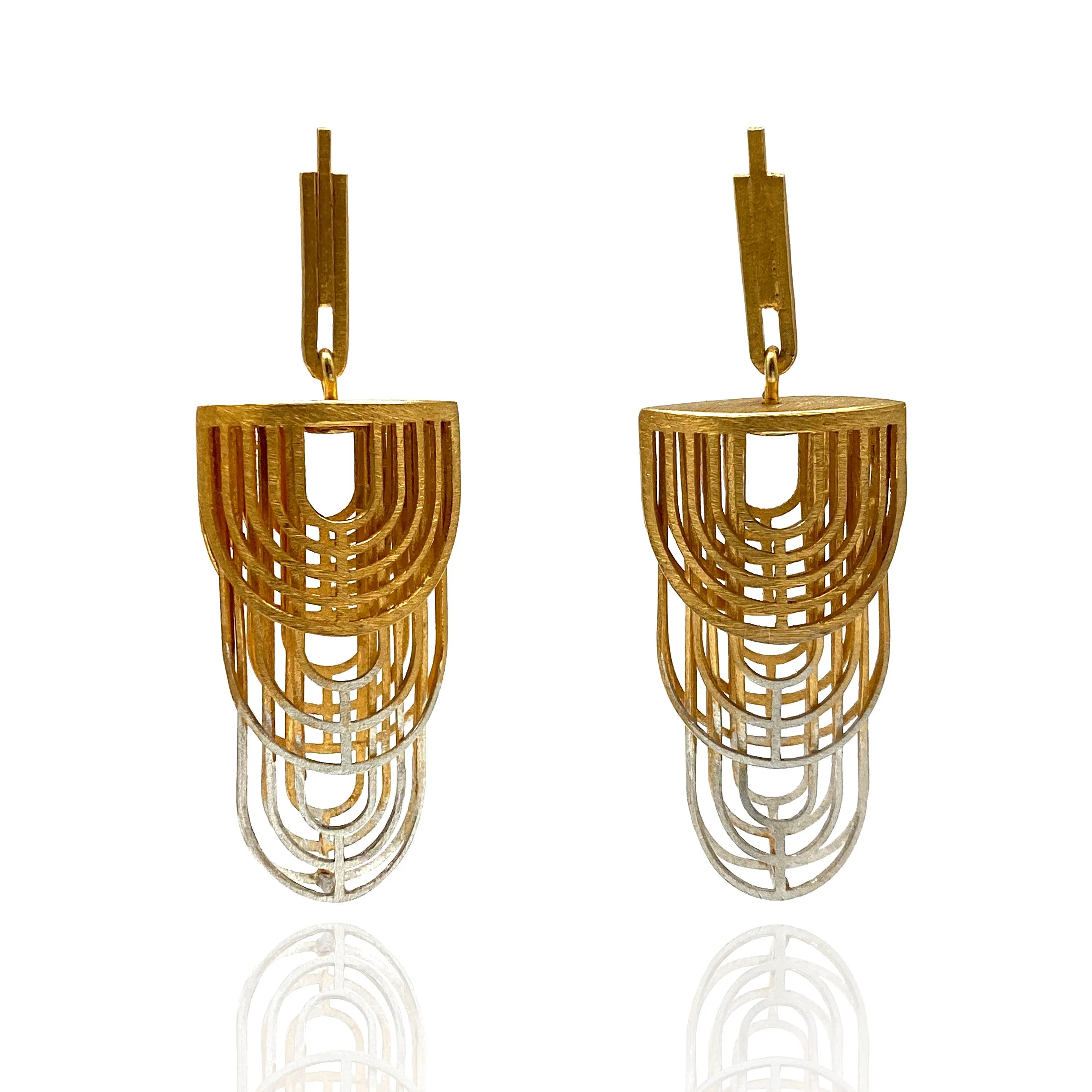 Gold and Silver Ombre Earrings