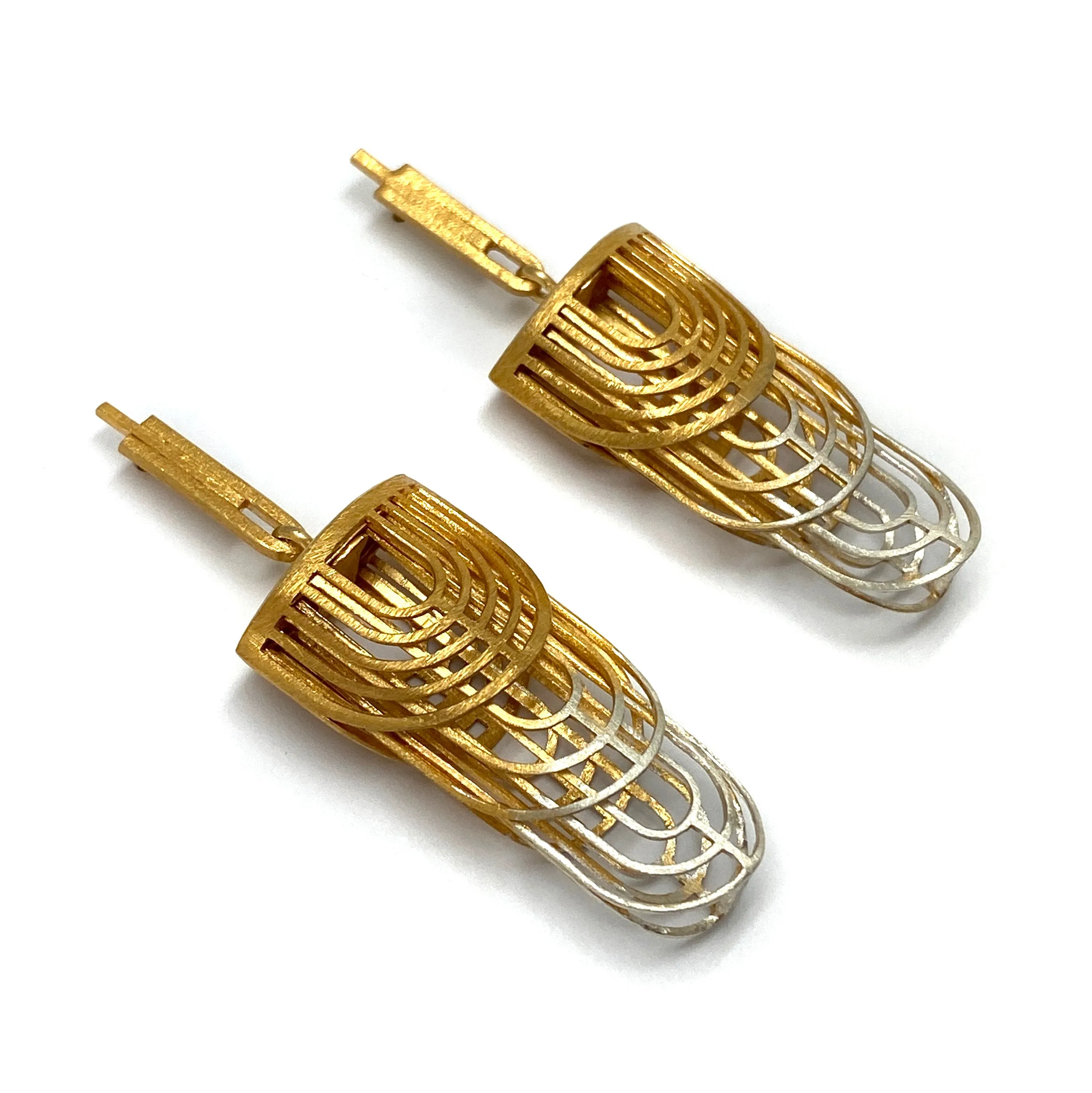 Gold and Silver Ombre Earrings