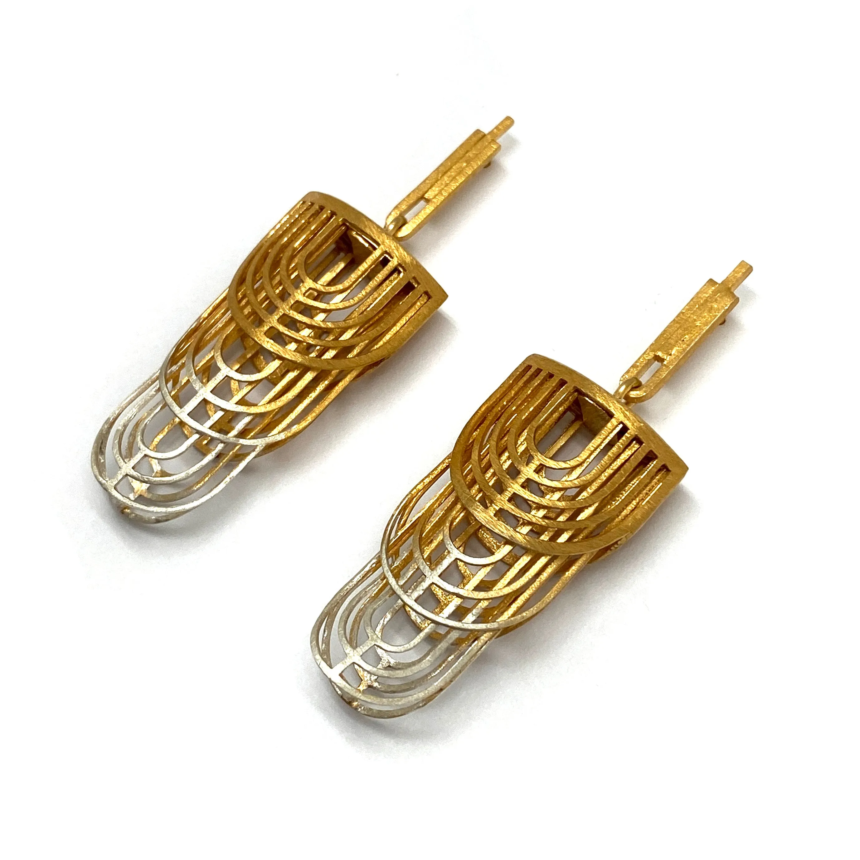 Gold and Silver Ombre Earrings
