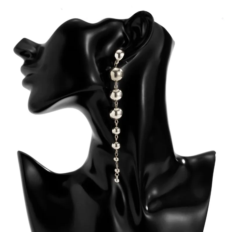 Gold Beads Ball Dangle Earrings for Women Anniverssary Jewelry