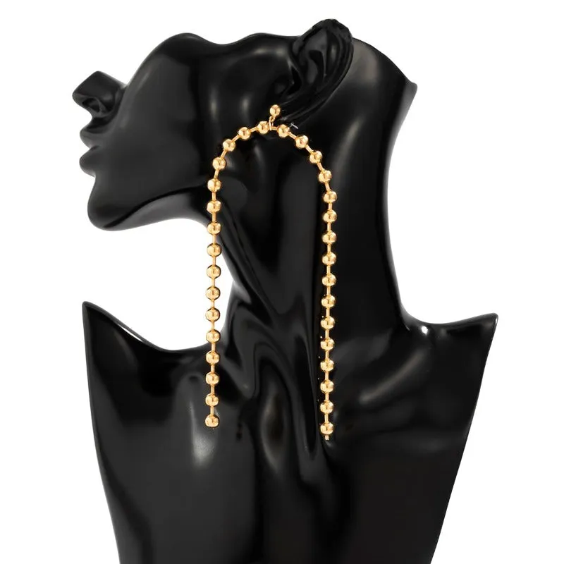 Gold Beads Ball Dangle Earrings for Women Anniverssary Jewelry