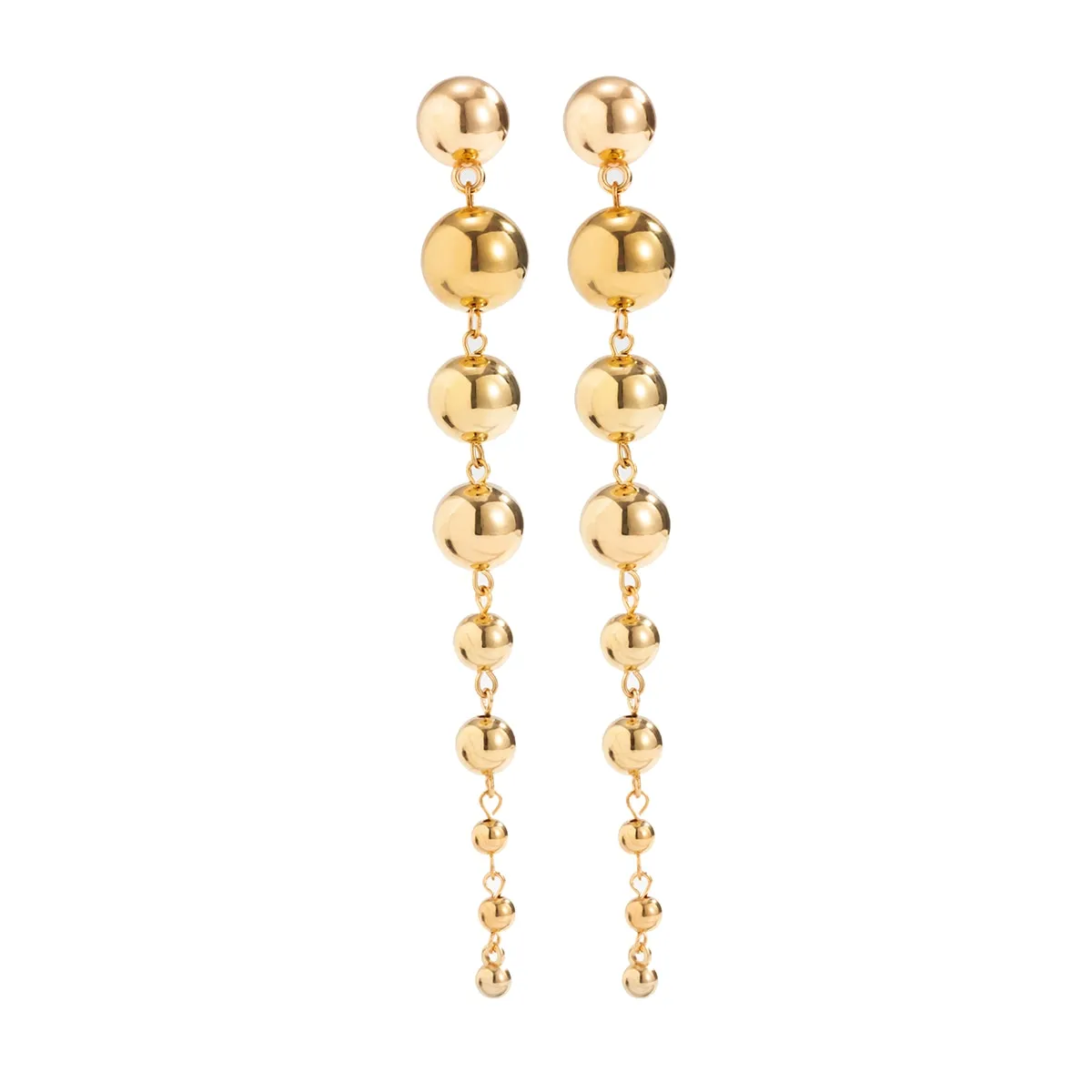 Gold Beads Ball Dangle Earrings for Women Anniverssary Jewelry