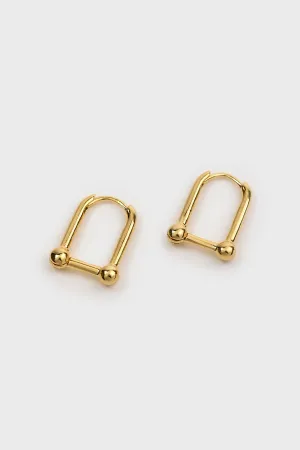 Gold D-shaped hoop earrings