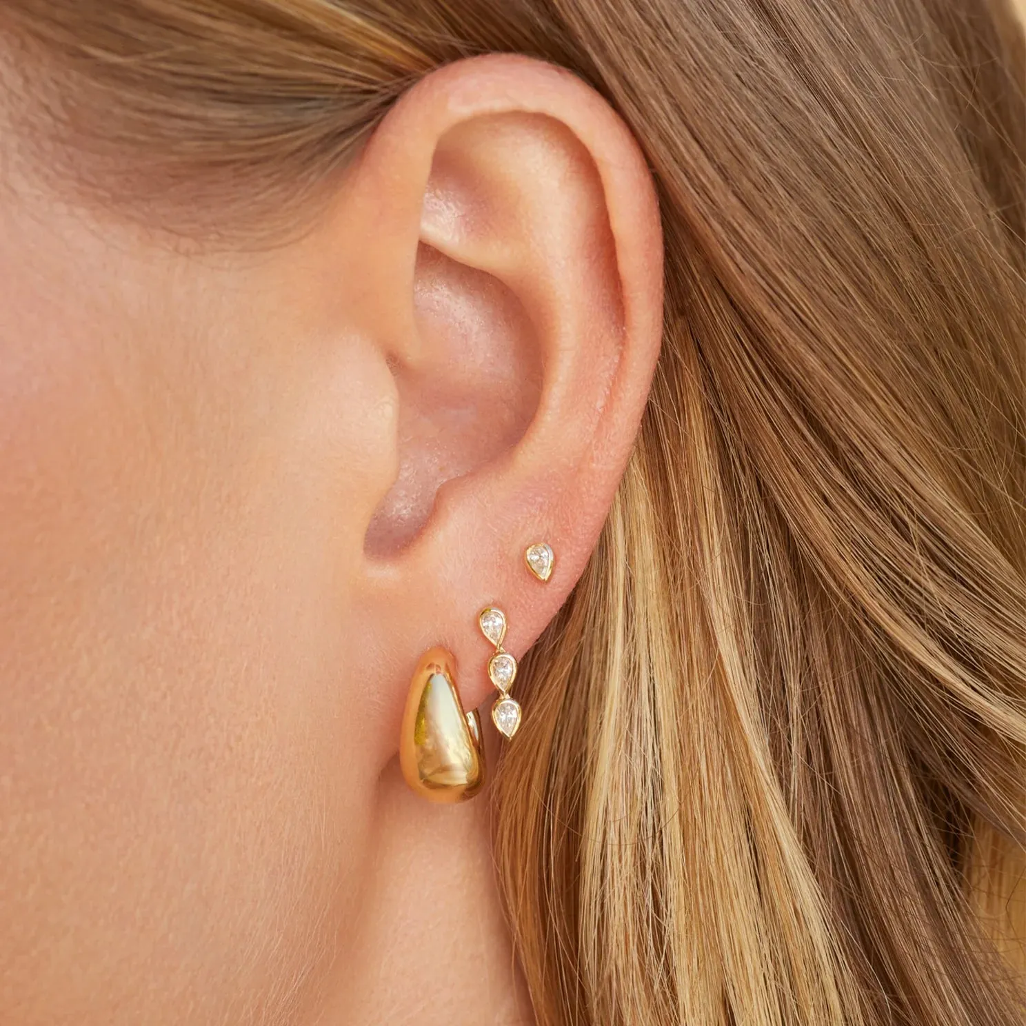 Gold Jumbo Dome Huggie Earrings