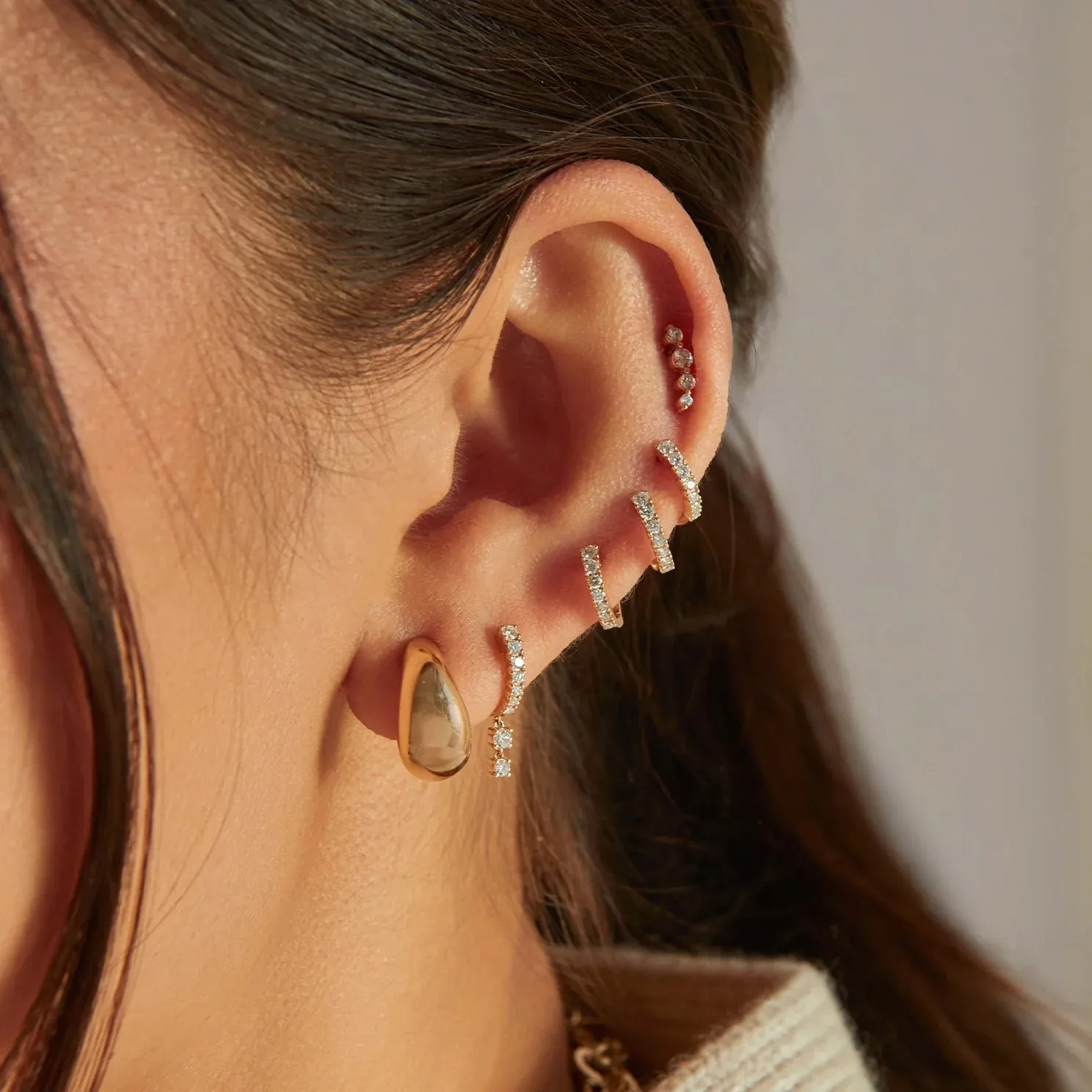 Gold Jumbo Dome Huggie Earrings