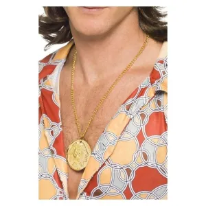 Gold Metal Medallion On Chain Adult