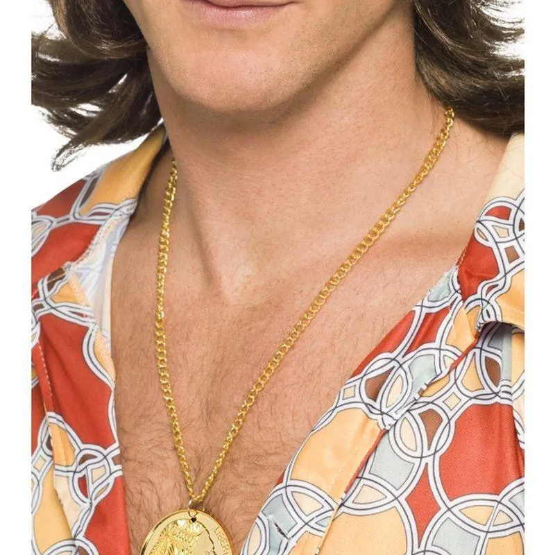 Gold Metal Medallion On Chain Adult