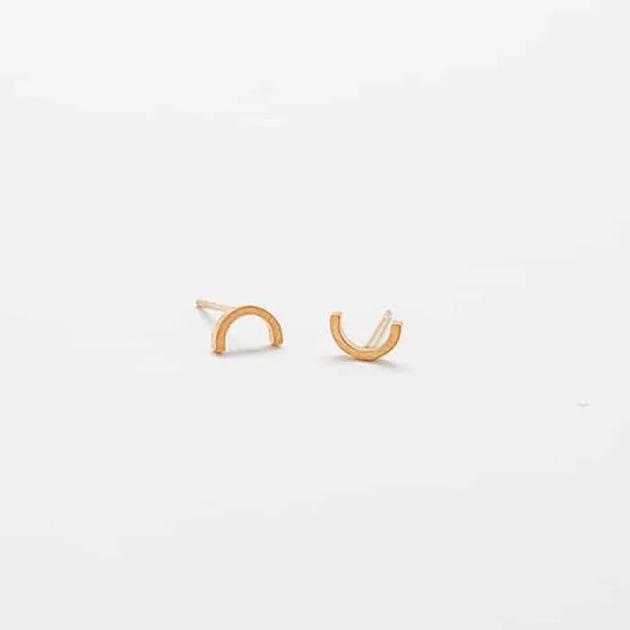 Gold Mini Arc Stud Earrings - Imperfect