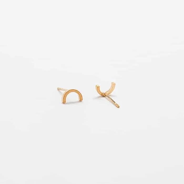 Gold Mini Arc Stud Earrings - Imperfect