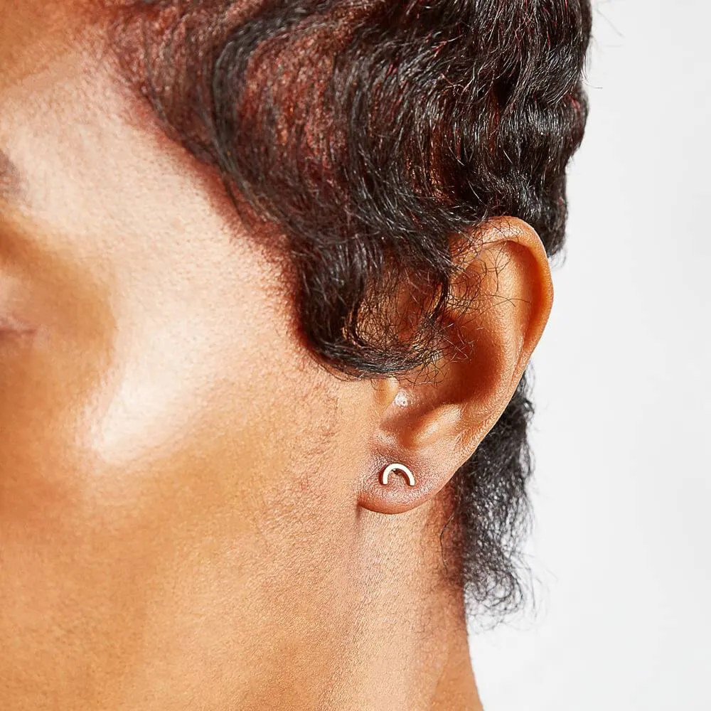 Gold Mini Arc Stud Earrings - Imperfect